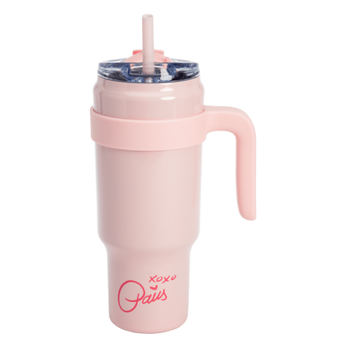 Paris Hilton 40 oz Stainless Steel Tumbler with Handle Straw and Lid, Pink