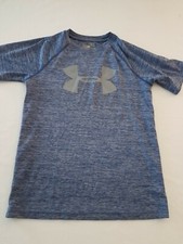 UNDER ARMOUR BOYS HEAT GEAR GRAY Blue SHIRT YOUTH MEDIUM LOOSE UA