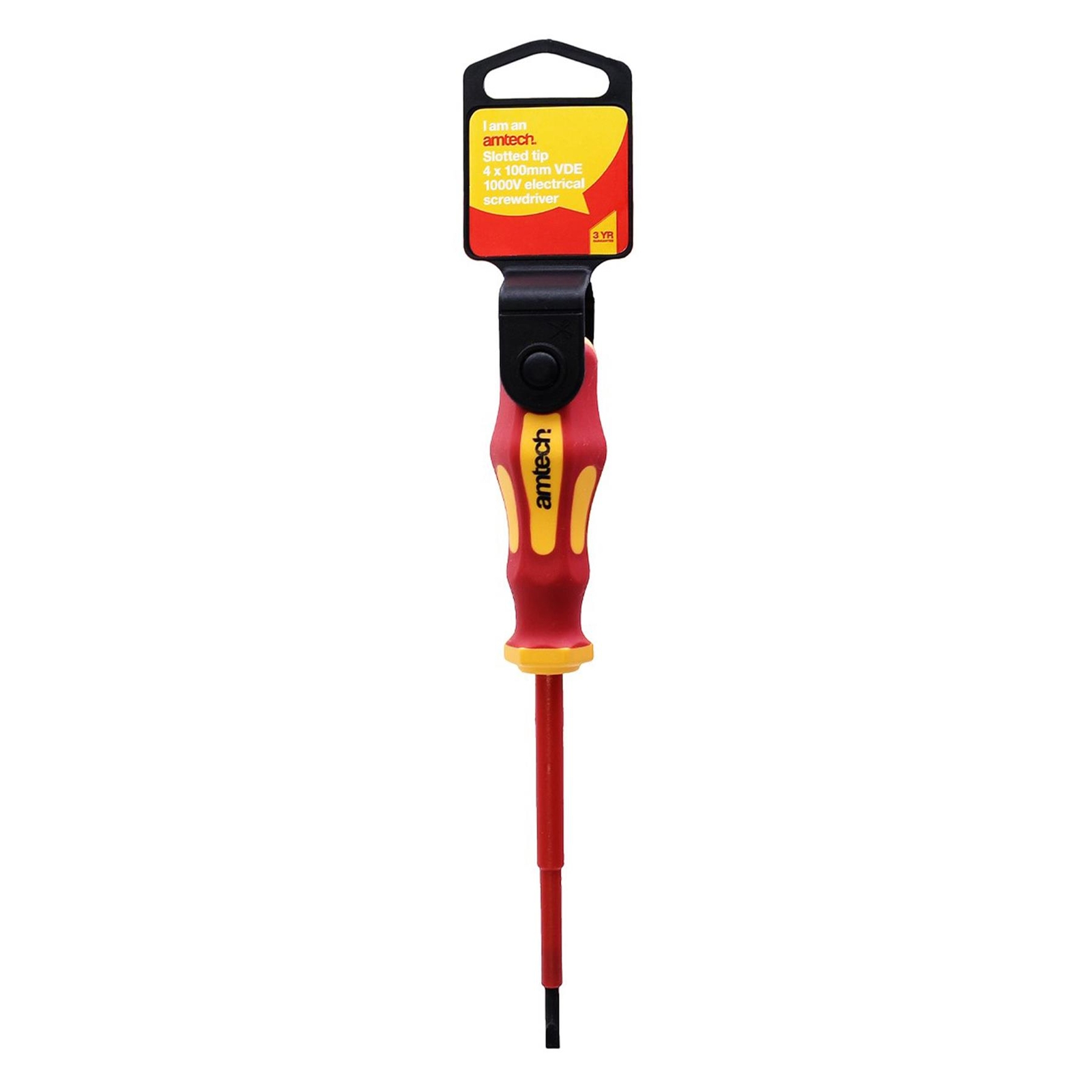 Amtech Electrical Screwdriver Slotted VDE 4mm x 100mm Chrome 