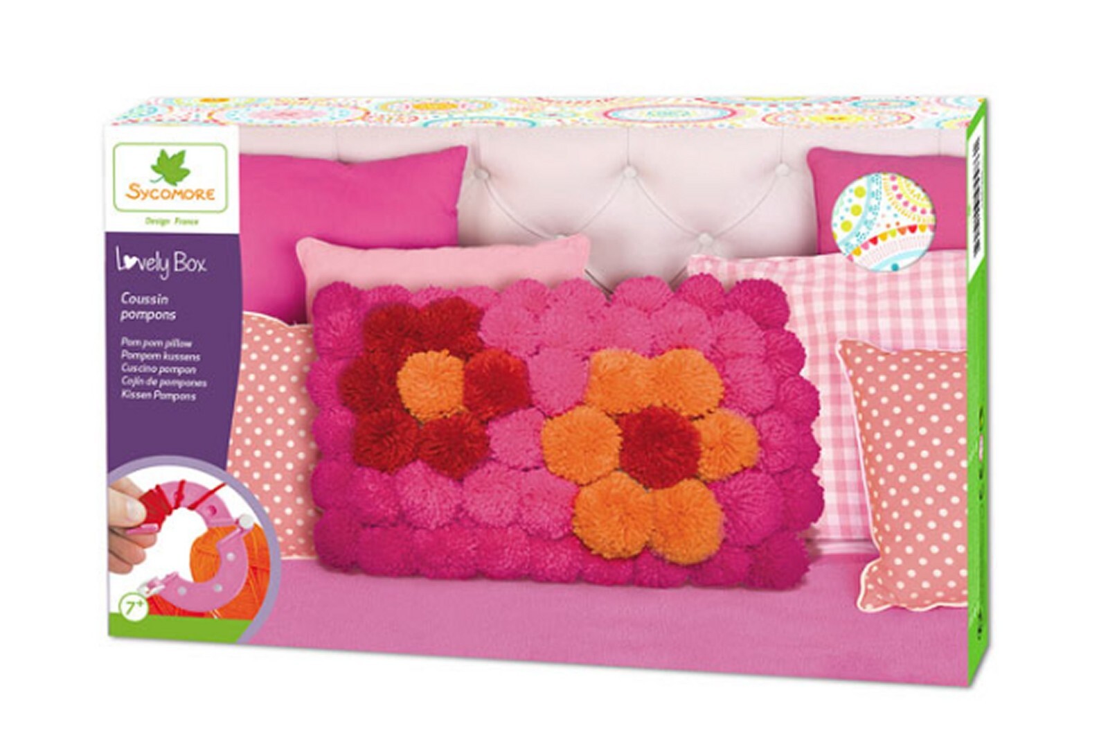 Coffret coussin pompons DIY idée cadeau créatif pour adulte