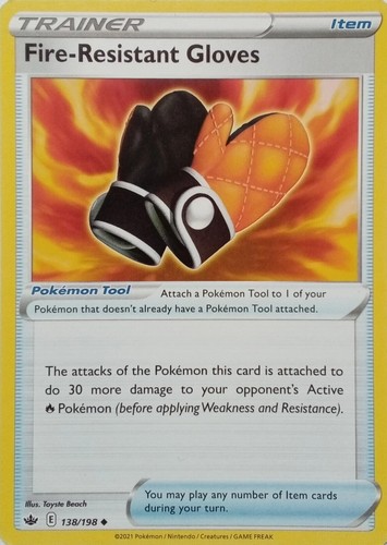 138/198 FIRE-RESISTANT GLOVES | UNCOMMON | CHILLING REIGN POKEMON CARD - Picture 1 of 2