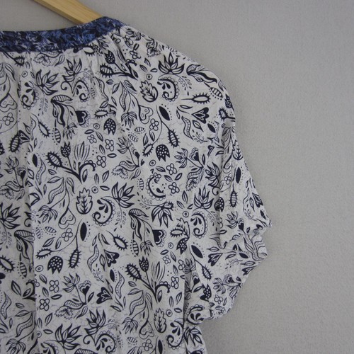 Life & Style Dress Womens 14 White Blue Floral Boho Peasant Flowy Coast Beach - Picture 7 of 15