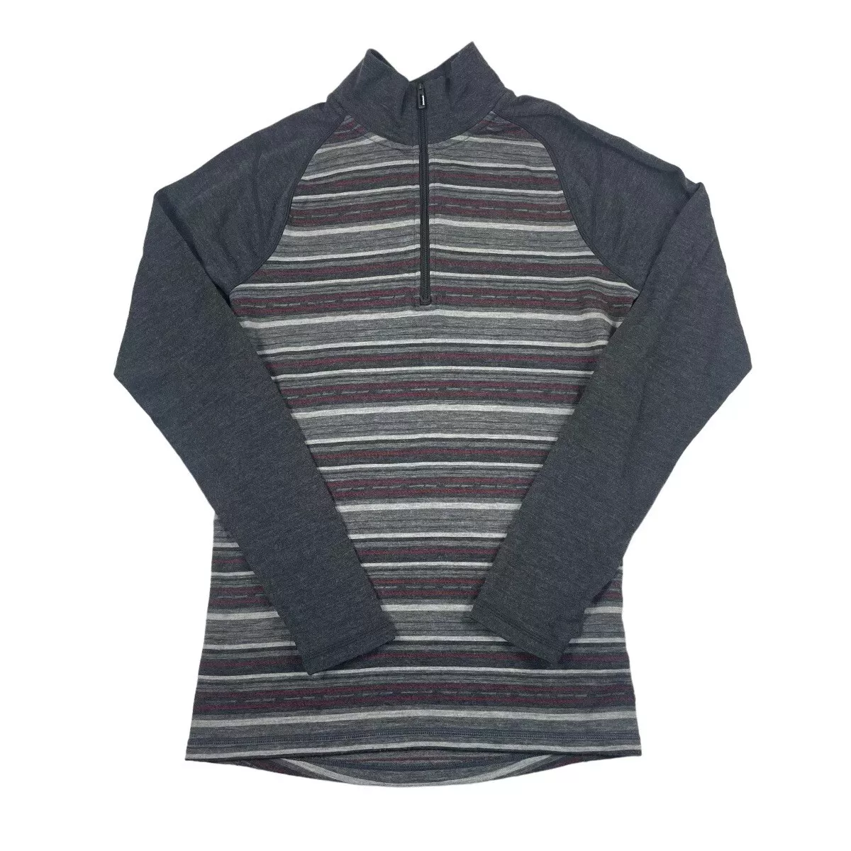 smartwool merino 250 red striped 1/4th zip base-layer