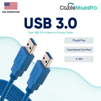 USB 3.0 Extender Extension Cables Cord Type A Male to A Male 3-10FT HIGH SPEED
