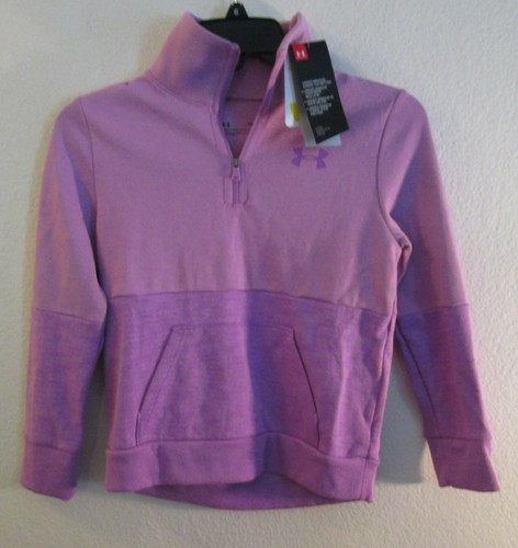 NWT Under Armour Girls Double Knit 1/2-Zip Pullover Sweatshirt YSM Polar Purple