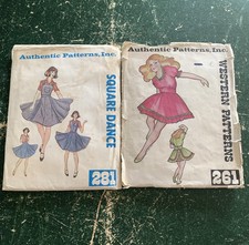 Authentic Patterns Western Square Dance Dress Ruffled Bib Skirt 261 281 Size 8