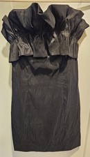 NEW THIRTY THIRTY Little Black Strapless Mini Dress Ruffle Top LARGE