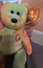 Ty Beanie Baby: Peace Bear 1996 - Multicolor RARE errors highly sought after
