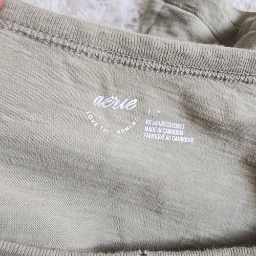 Aerie Olive Green Crew Neck Oversized Distressed Short Sleeve Tshirt Large - Picture 3 of 6