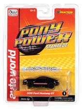 Black 2015 Ford Mustang GT Pony Power Xtraction HO Scale Slot Car Auto World