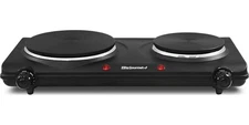 Elite Gourmet EDB-302BF Countertop Double Cast Iron Burner, 1500 Watts Electric