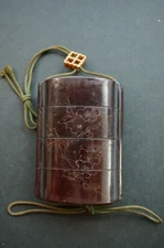 Inro Cherry Blossom Design 4-piece set with Ojime Sagemono Antique from...