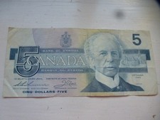 5 Dollar Kanada Canada Banknote Geldschein Bank Of Canada Five Dollar 1986