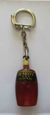 Vintage Hardy Cognac Rooster Plastic Bottle Keychain