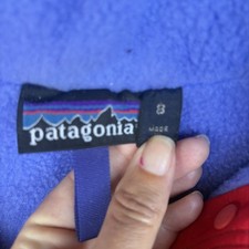 Patagonia Jacket Kids Winter Fleece Lined Full Zip Jacket Size 8 Red W/ Blue