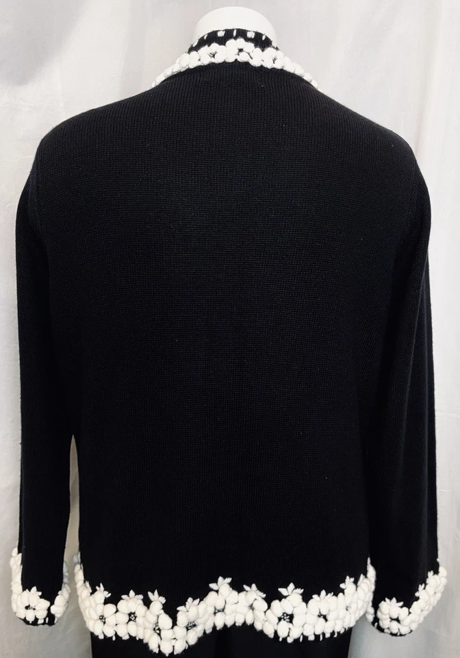 Кардиган Victor Costa размер 2X свитер черный с белыми украшениями - Изображение 2 из 4