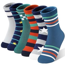 Kids Boys Fun Cotton Crew Socks Funny Crazy Cartoon Novelty 5-8 Years Stripes