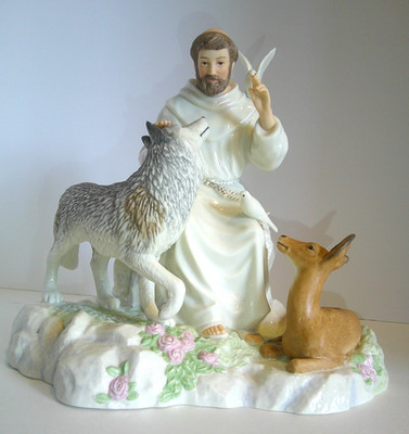 Lenox ''St. Francis of Assisi'' Sculpture - Wolf, Deer & Doves - Bone China - NEW