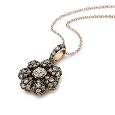 LeVian 14K Rose Gold Chocolate Diamonds White Diamond Flower Pendant Necklace