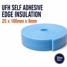 Underfloor Heating Self Adhesive Edge Insulation 25m Roll 25x100mmx8mm