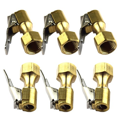 #ad 6 Pcs Brass Air Inflator Adapter Clip on Chuck Tire Valve Extension $22.03