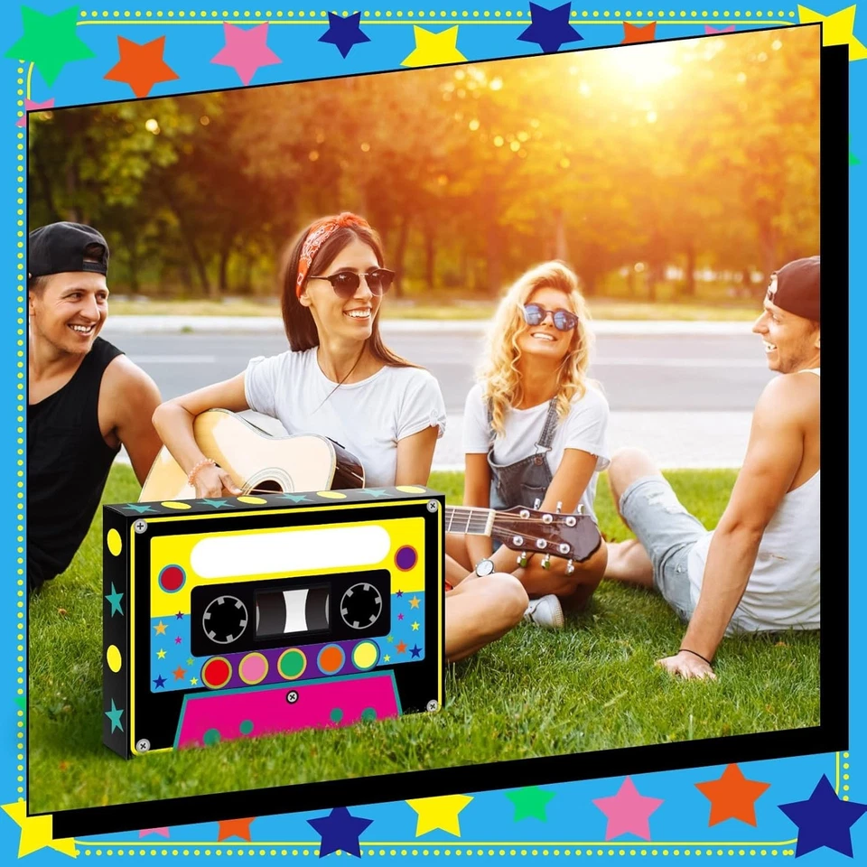 Retro Music Party Favor Boxes for 80s 90s Neon Hip Hop Celebration 4pcs - Image 4 of 4