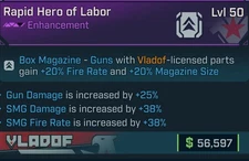 Borderlands 4 🌟 RAPID HERO OF LABOR VLADOF  🌟ENHANCEMENT 🌟GUN DMG SMG DMG