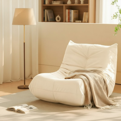 Luxury Accent Chair Button-Tufted Detail White Microfiber Comfy Chair