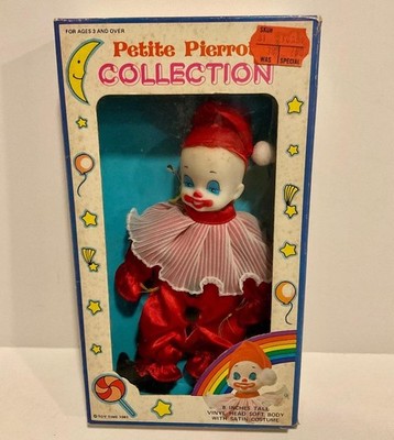 Toy Time VINTAGE 1980s PETITE PIERROT CLOWN DOLL 8  BOX MIB