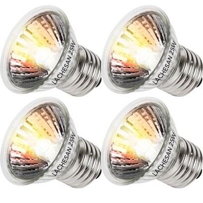 4-Pack 25W UVA Bulbs, Fit E26 Heat Reptile Lamp, Light Turtle Heat Lamp for R...