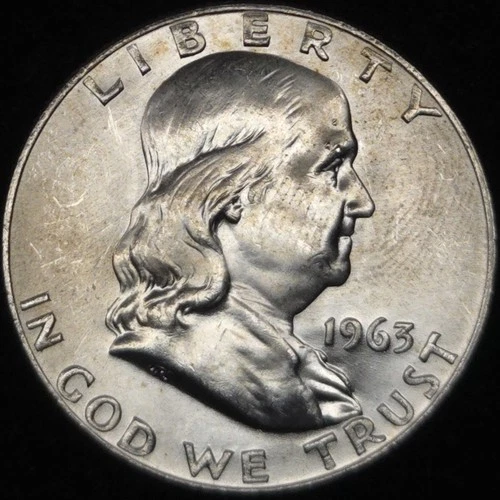 1963-D Silver Benjamin Franklin Half Dollar - UNC/AU - Lustrous