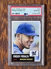 2018 Topps Living Freddy Peralta Rookie Card RC #59 PSA 10 GEM MINT Brewers. rookie card picture
