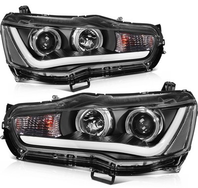 LED DRL Headlights Assembly Pair For 2008-2017 Mitsubishi Lancer EVO Headlamp