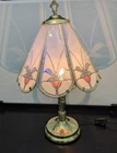 23" Touch Lamp Lotus Flower Art Deco Style Vintage Glass Brass Works 3-way