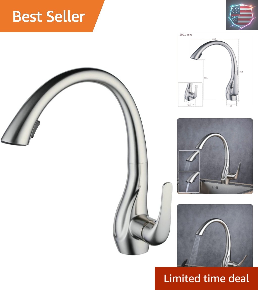 14" Professional Single Lever Brushed Nickel Pull Out Spraye