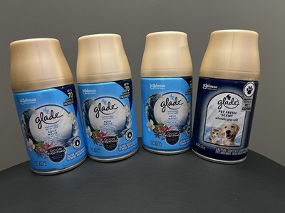 4 Glade Automatic Spray Refill Air Freshener Aqua Waves & Pet Fresh Scent