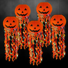 5-Pack Pumpkin Paper Lanterns for Halloween Party Decorations