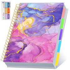5 Subject Notebook for Work with Removable Dividers Tabs, Large 8.5" x 11 Spi...