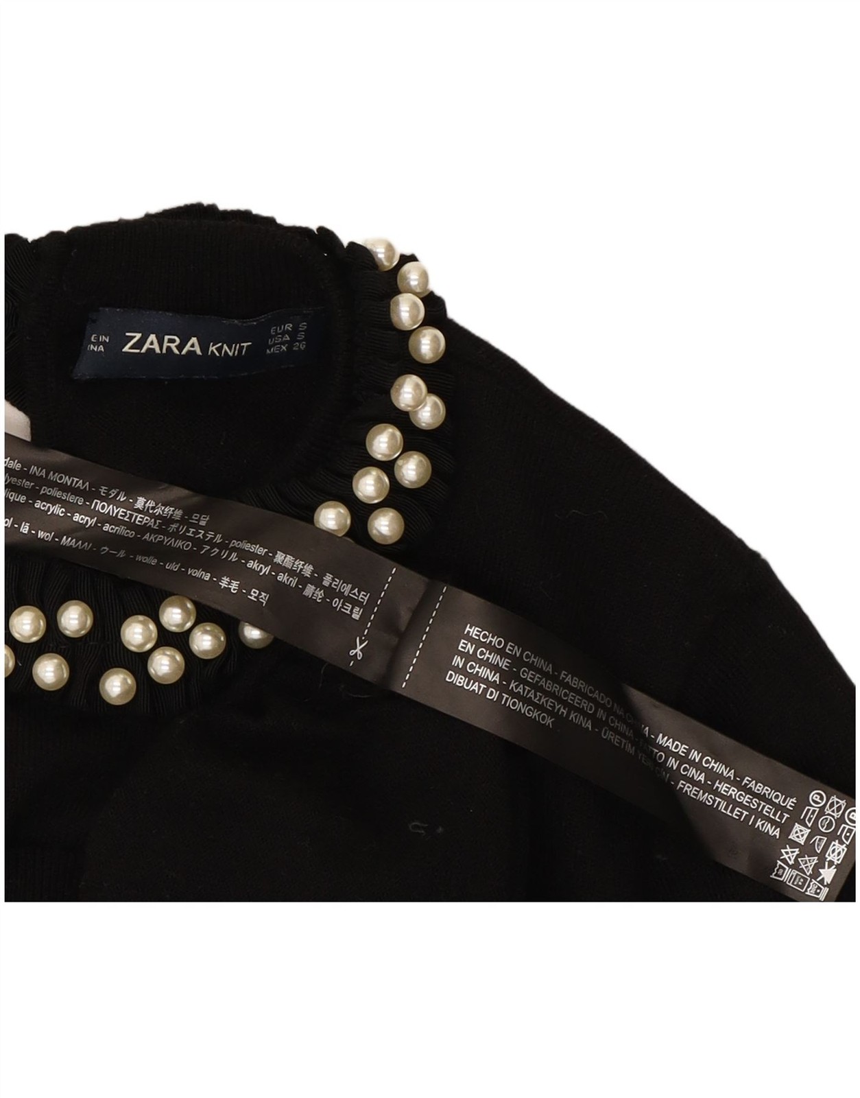 ZARA Womens Turtle Neck Jumper Sweater UK 10 Small Black Modal BZ08 thumbnail 3