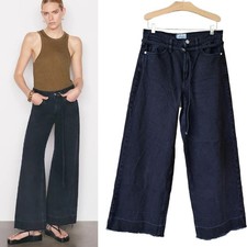 FRAME Pixie High Rise Baggy Wide Leg Jeans Released Hem Dark Wash Supermoon 28
