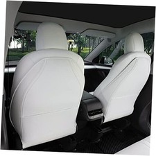 Leather Seat Back Protector for Model 3/Y/S, Wear-Resistant Car Kick White