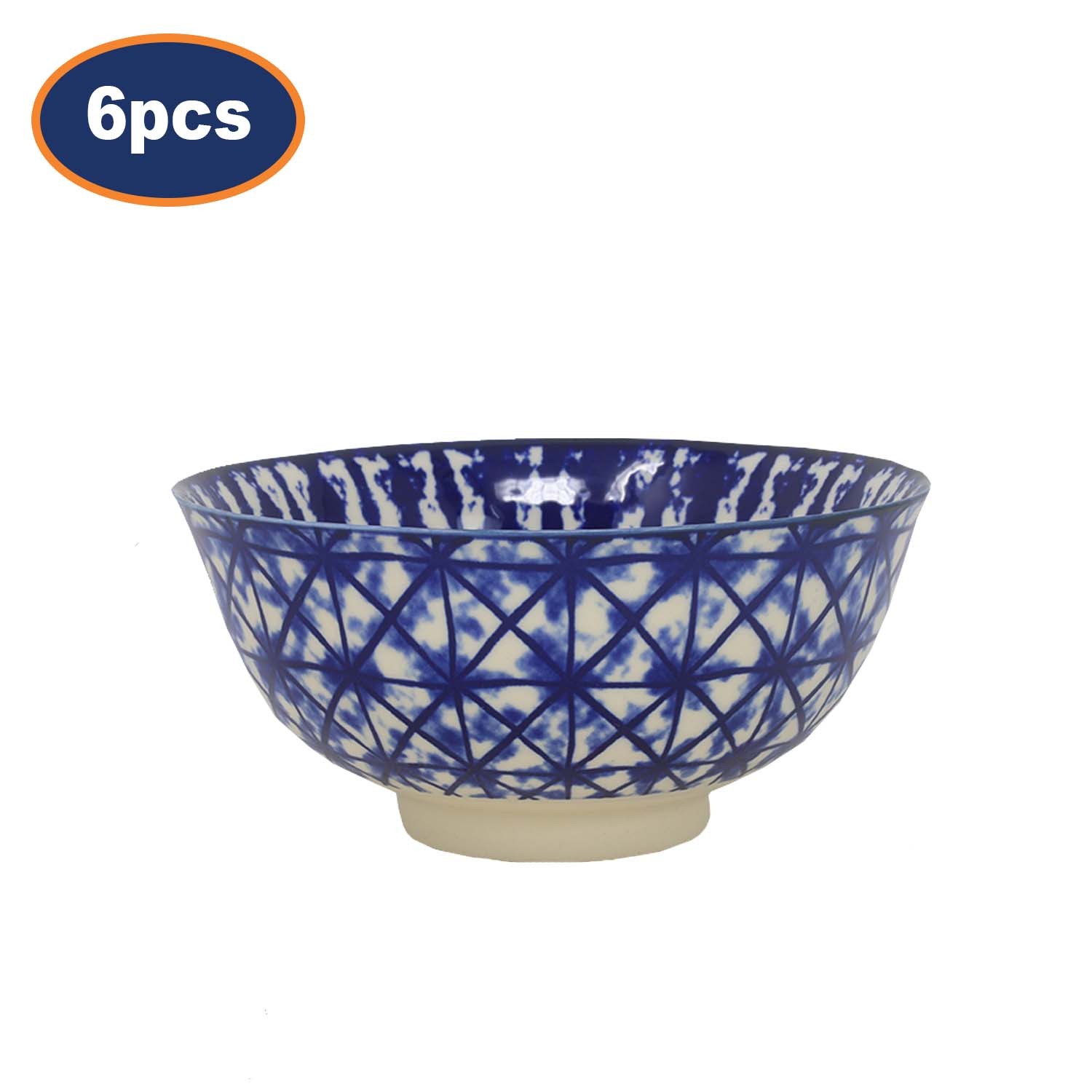 Dessert Bowl Stoneware Crisscross Blue 12cm Snacks Pudding Bowl Decorative 6pcs