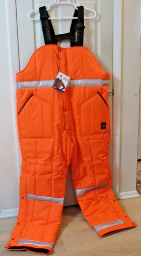 RefrigiWear Men's Insulated Orange Softshell Bib Overalls -60F Size 5XL NEW NWT - product listing photo