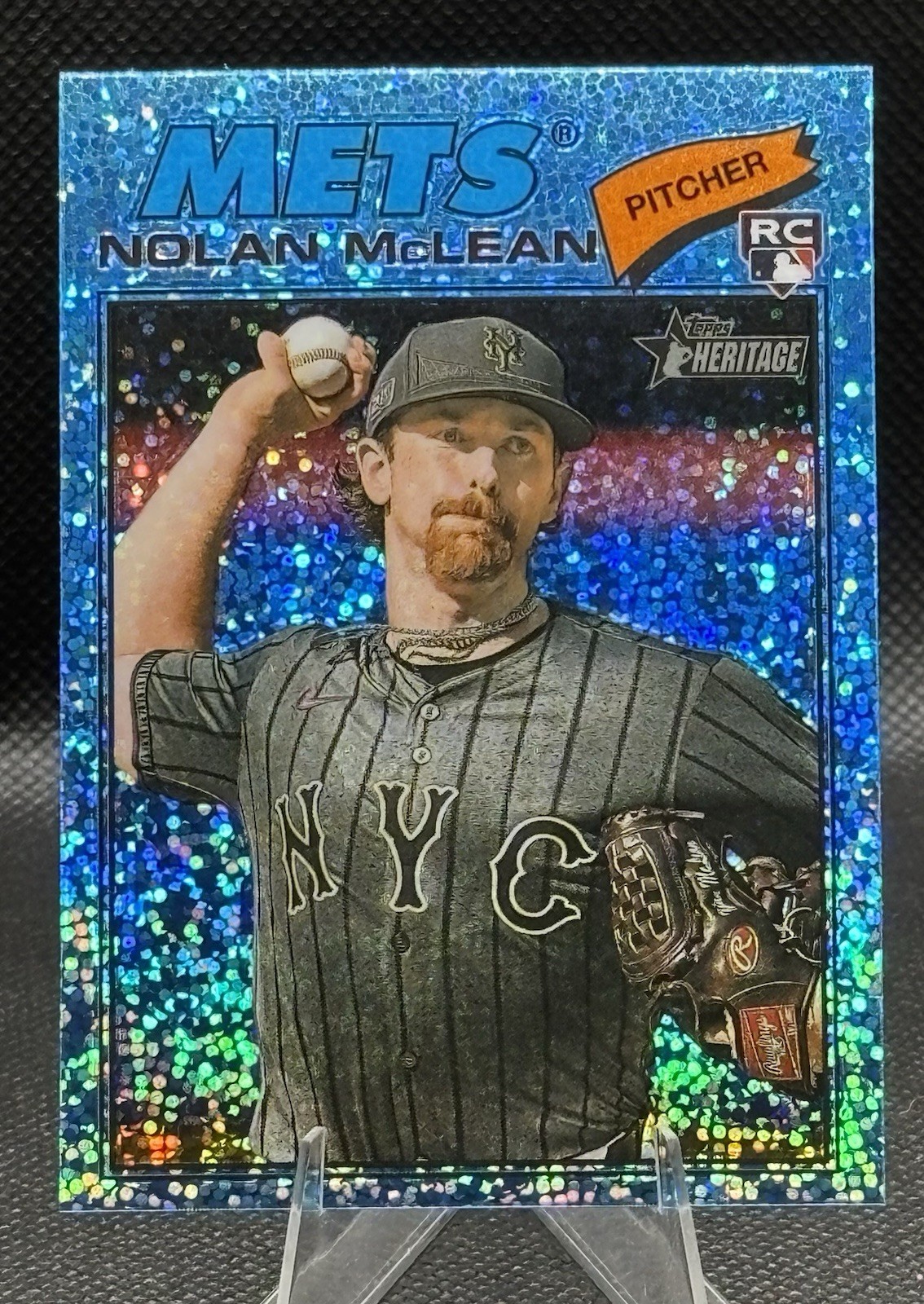 2026 Topps Heritage - Nolan McLean #150 Chrome-Light Blue Sparkle (RC)