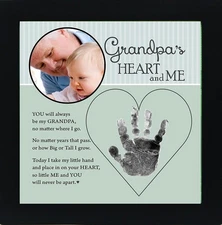Baby Keepsake Handprint and Photo For Grandpa 8" x 8" Black Frame With Ink