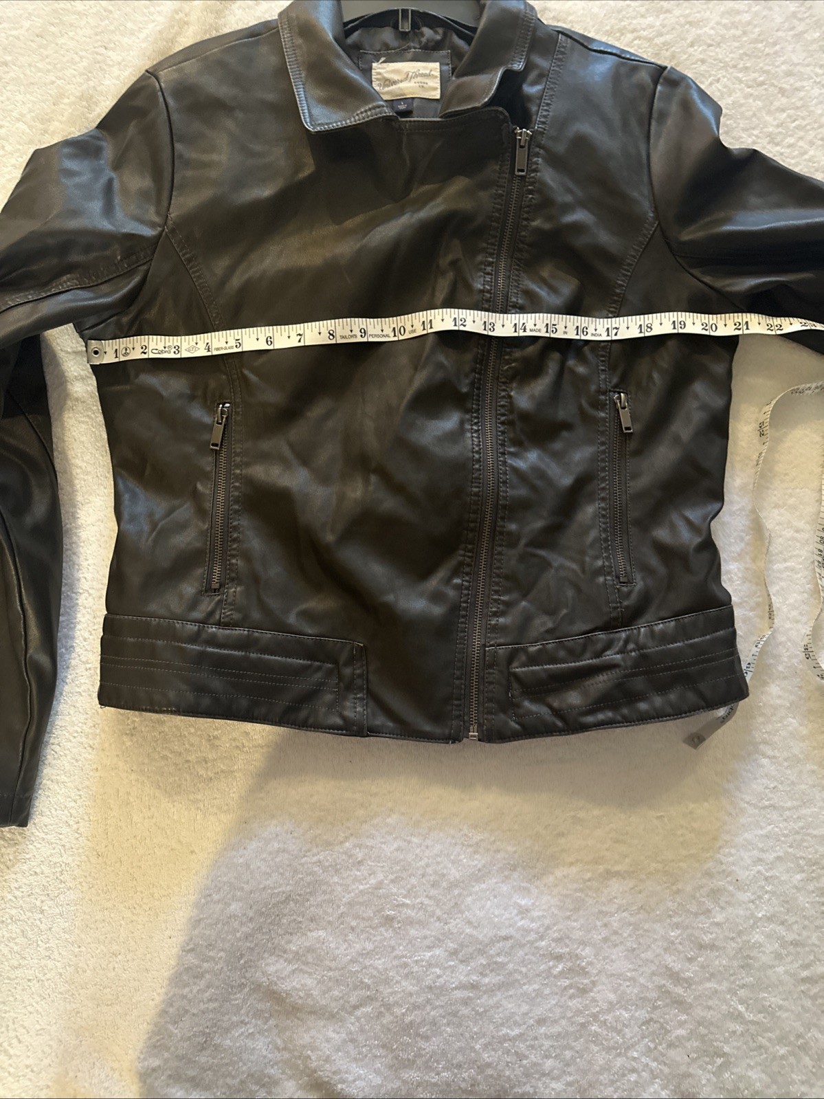 Universal Thread L Black Leather Jacket Women's S… - image 11