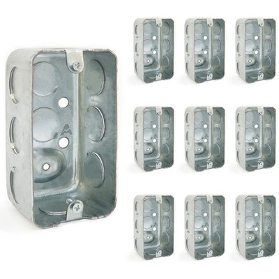 (10 Pack) 4 x 2 Inch Single-Gang Metal Handy Electrical Box, 1-7/8'' Depth,...