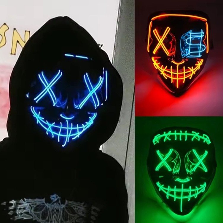 Máscara de Halloween Inspirada en la Purga LED Luz de Miedo Juegos con disfraces Disfraz Elegante Neón Reino Unido