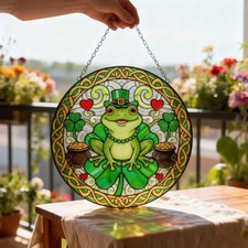 St patrick's day glass suncatcher window hanging stained glass style gift
