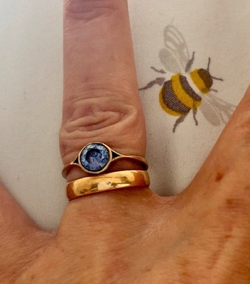 Antiker 14 kt massiver Gold natürlicher Tansanit Solitär Ring